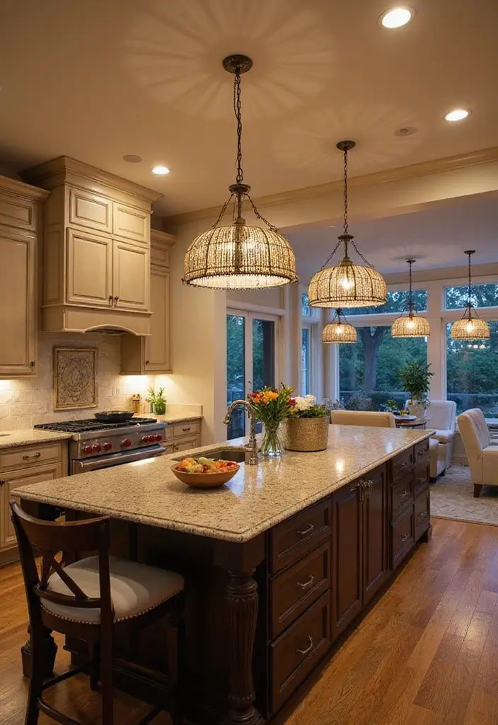 30 Luxury Kitchen Designs That Look Straight From a Magazine - 10. Elegant Lighting Fixtures