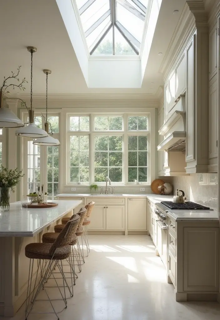 30 Luxury Kitchen Designs That Look Straight From a Magazine - 8. High Ceilings and Skylights