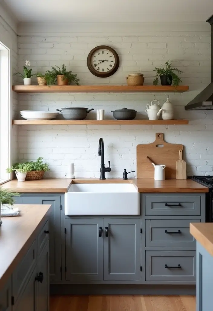 30 Modern Grey Kitchen Looks That Feel Sleek and Stylish - 18. Farmhouse Influences