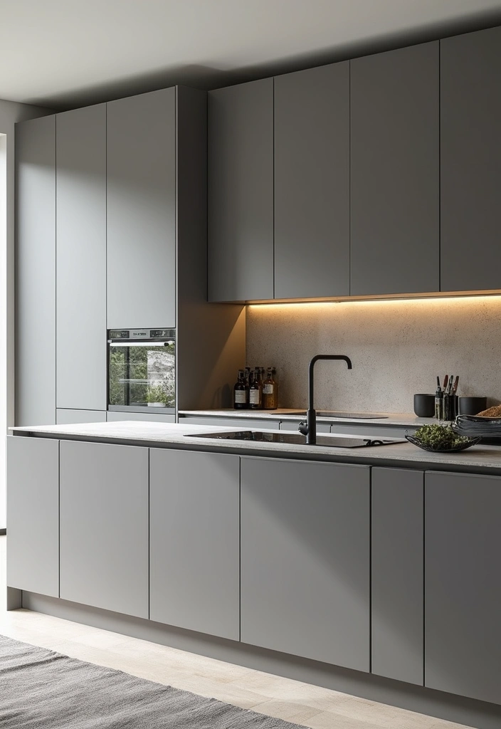 30 Modern Grey Kitchen Looks That Feel Sleek and Stylish - 3. Sleek Minimalism