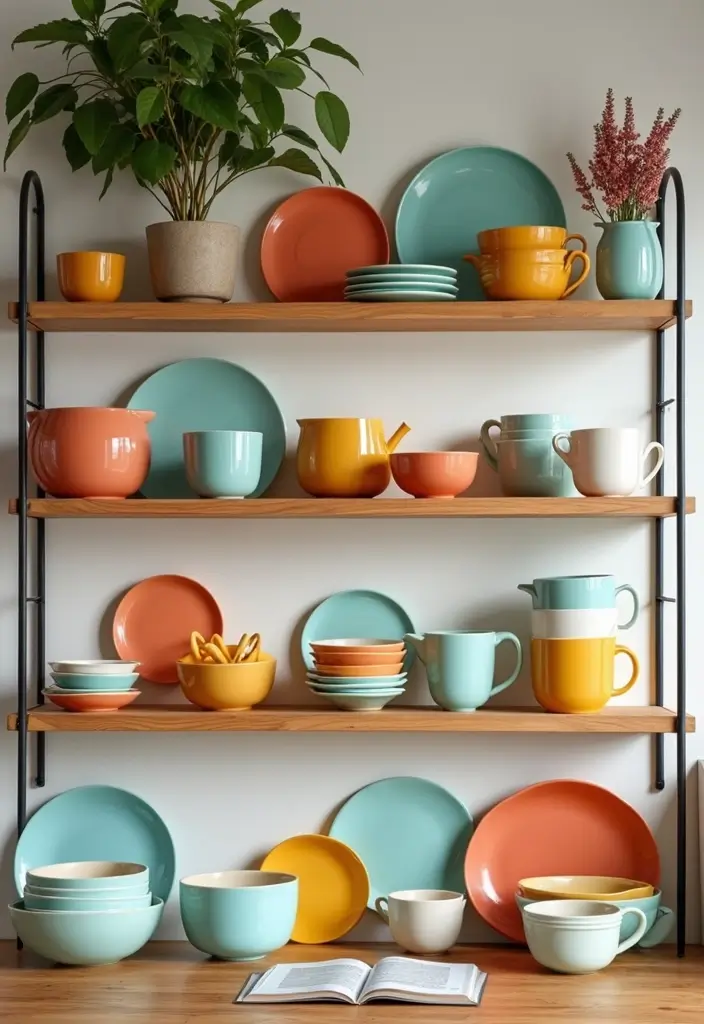 30 Warm Kitchen Ideas That Make Your Home Inviting - 19. Colorful Dishware