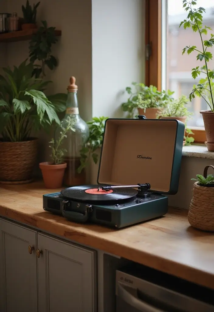 30 Warm Kitchen Ideas That Make Your Home Inviting - 24. Warmth Through Music