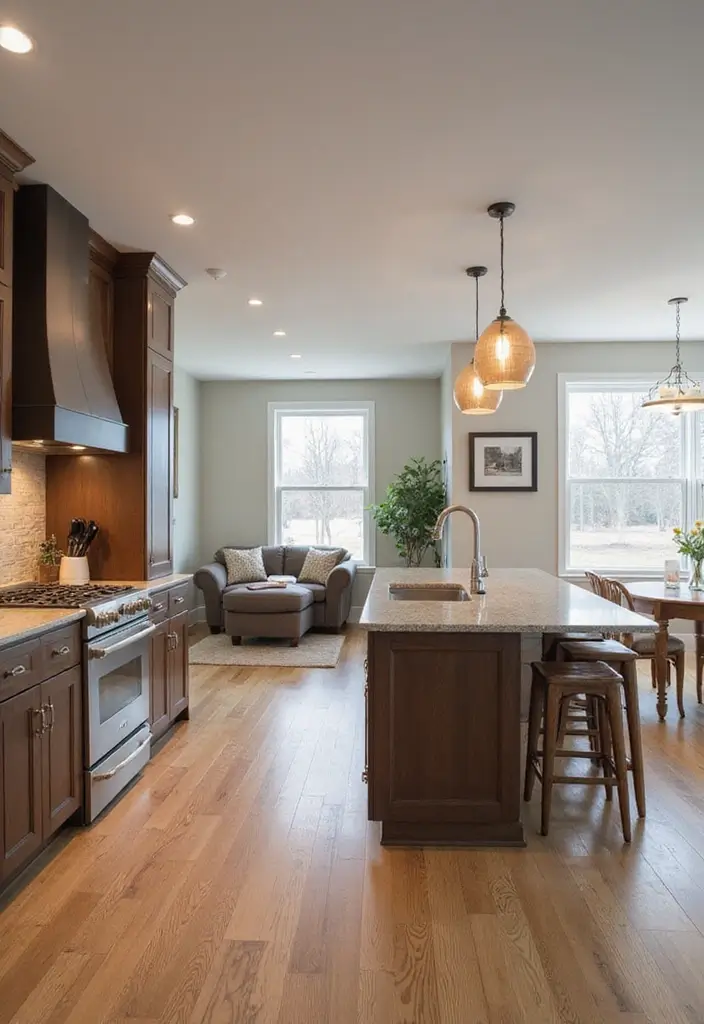 30 Warm Kitchen Ideas That Make Your Home Inviting - 27. Open Floor Plan