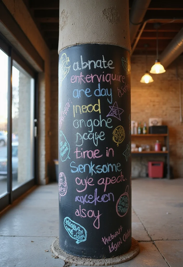 10 Basement Pole Wrap Ideas for Clean Finished Look - 7. Chalkboard Paint