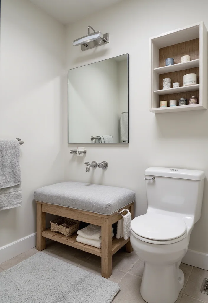 10 Basement Small Bathroom Ideas for Compact Useful Design - 5. Multi-Functional Furnishings