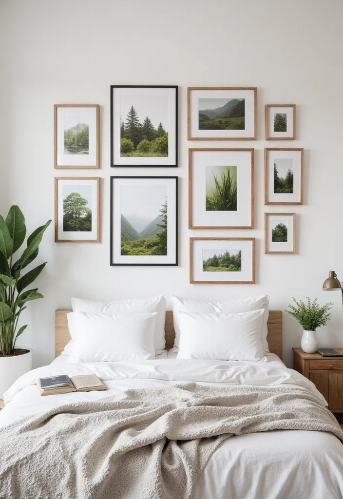 10 Bed Side Wall Decor Ideas for Calm Personalized Touches - 5. Nature-Inspired Prints