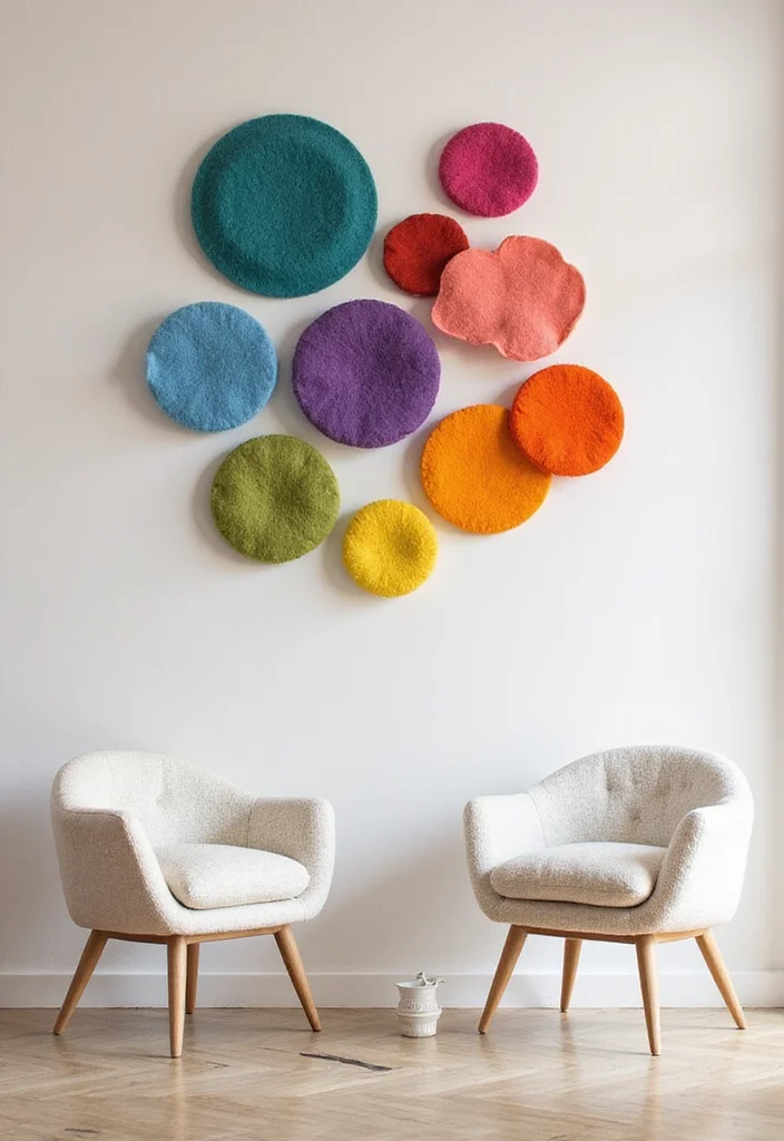 10 Circle Wall Decor Ideas for Simple Eye Catching Accents - 10. Whimsical Felt Circles