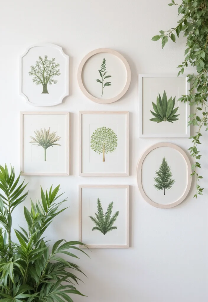 10 Circle Wall Decor Ideas for Simple Eye Catching Accents - 2. Framed Botanical Prints