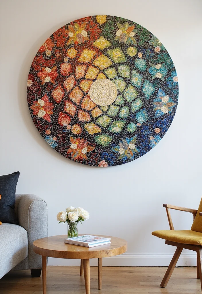10 Circle Wall Decor Ideas for Simple Eye Catching Accents - 8. Mosaic Circle Wall Art