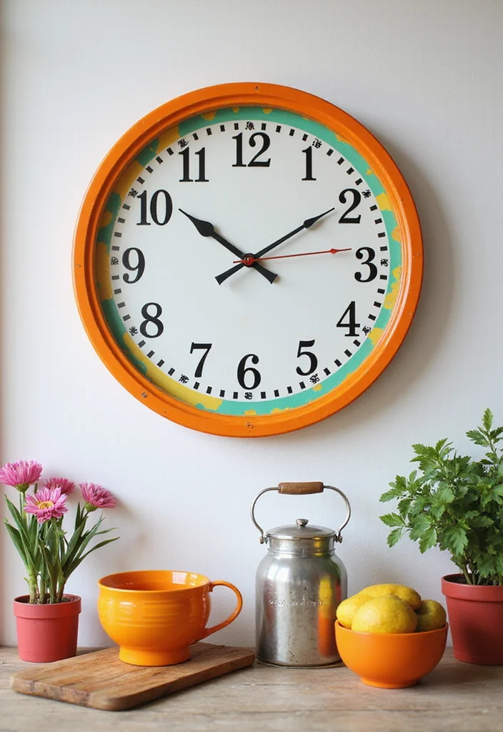 10 Large Wall Clock Decor Ideas for Bold Functional Style 6. Colorful Statement Pieces