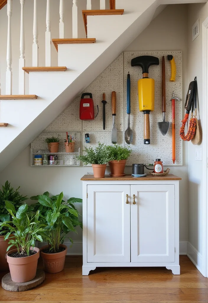 10 Under Basement Stairs Ideas for Smart Hidden Use - 10. Garden Tool Organizer