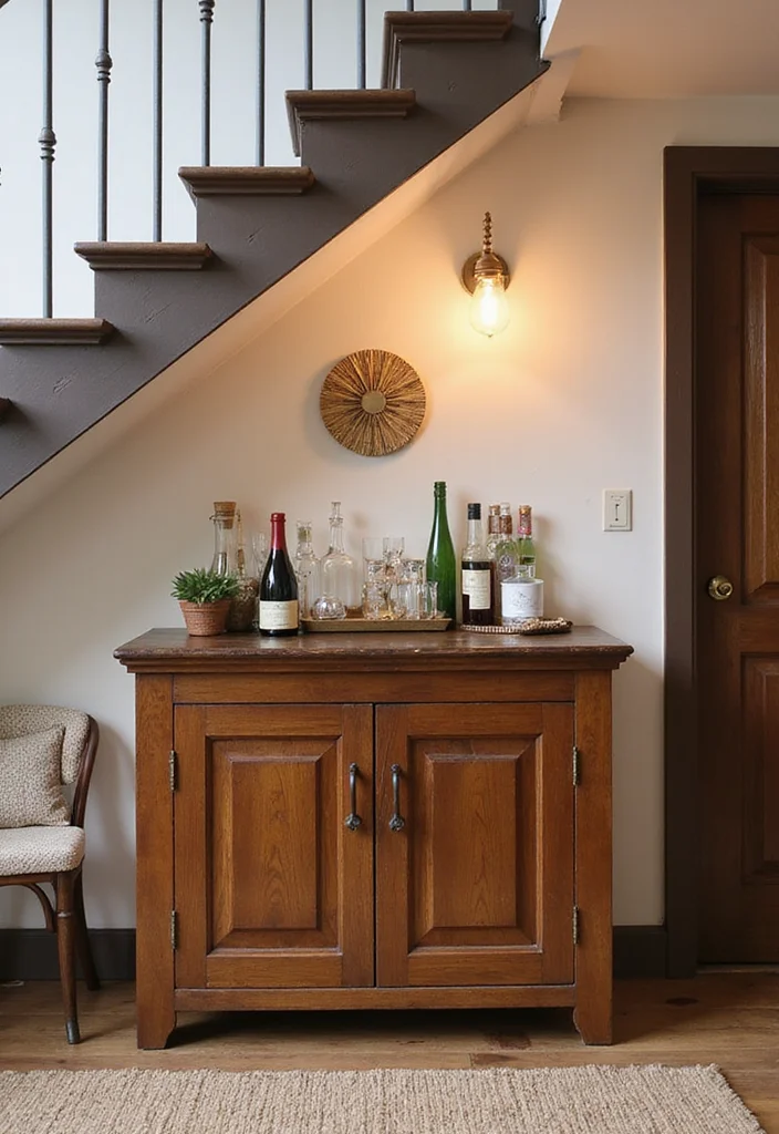 10 Under Basement Stairs Ideas for Smart Hidden Use - 3. Mini Bar Setup