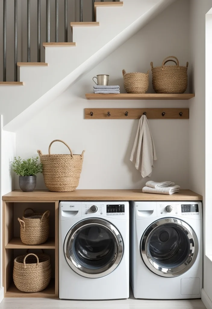 10 Under Basement Stairs Ideas for Smart Hidden Use - 8. Laundry Area Upgrade
