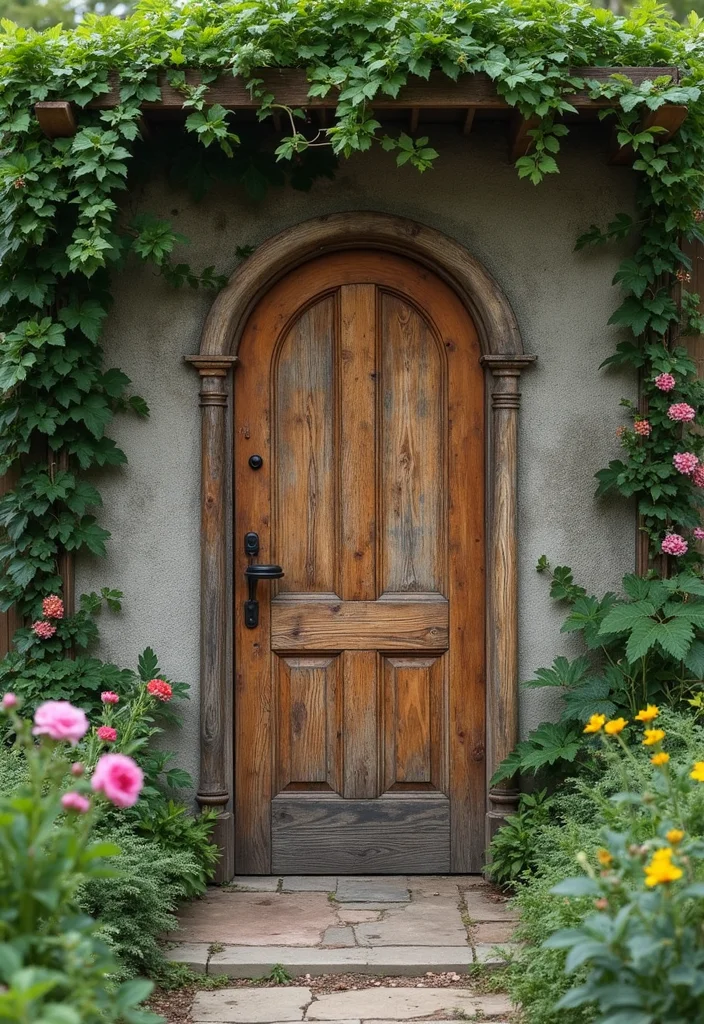 12 Backyard Door Ideas for Better Flow and Outdoor Access 1 12 Backyard Door Ideas for Better Flow and Outdoor Access - 1. Reclaimed Wood Garden Door