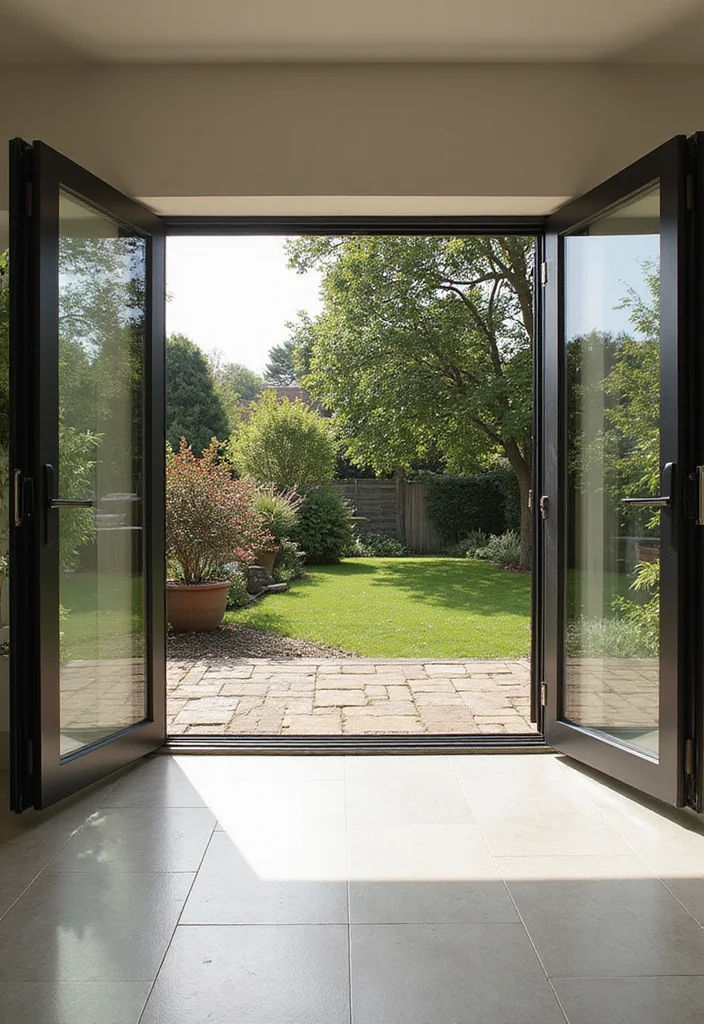 12 Backyard Door Ideas for Better Flow and Outdoor Access 12 12 Backyard Door Ideas for Better Flow and Outdoor Access - 2. Bi-Fold Doors for Modern Appeal