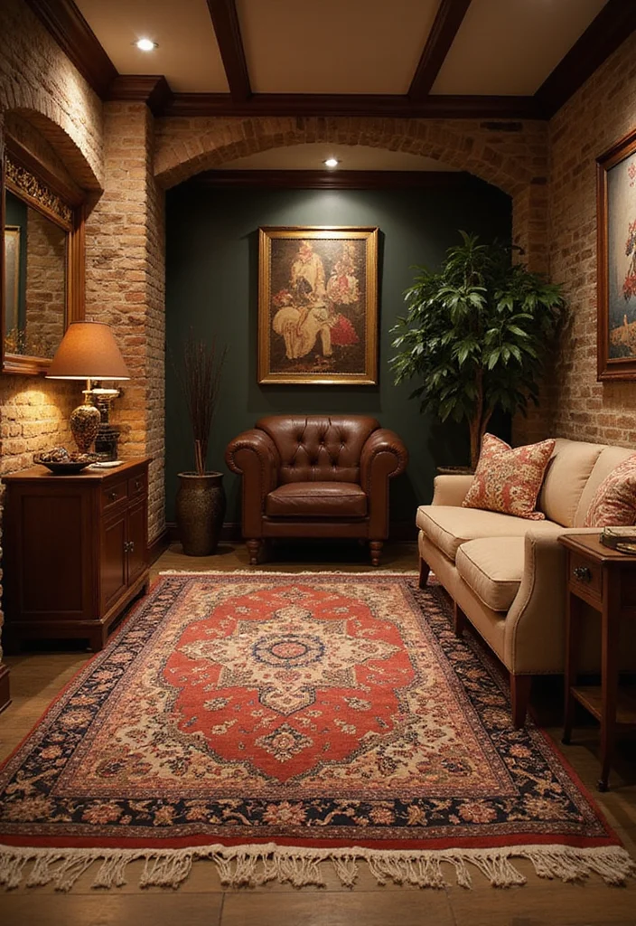12 Basement Carpet Ideas for Warm Quiet Flooring - 10. Vintage Persian Rugs
