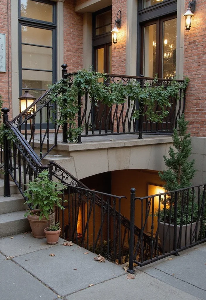 12 Basement Entrance Ideas for Clean Welcoming Access 56 12 Basement Entrance Ideas for Clean Welcoming Access - 6. Chic Railings