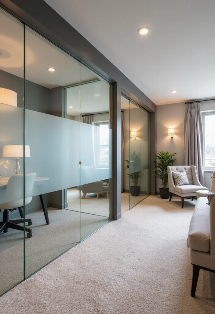 12 Basement Room Divider Ideas for Flexible Multi Use Spaces - 5. Glass Partition Walls