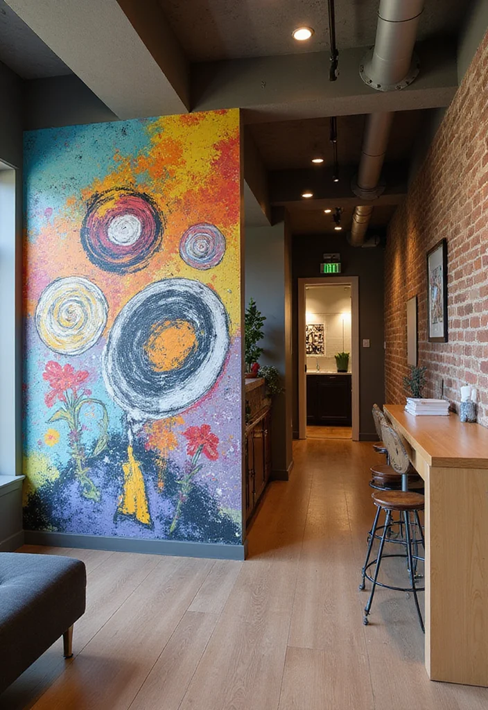 12 Basement Room Divider Ideas for Flexible Multi Use Spaces - 7. Artistic Wall Murals