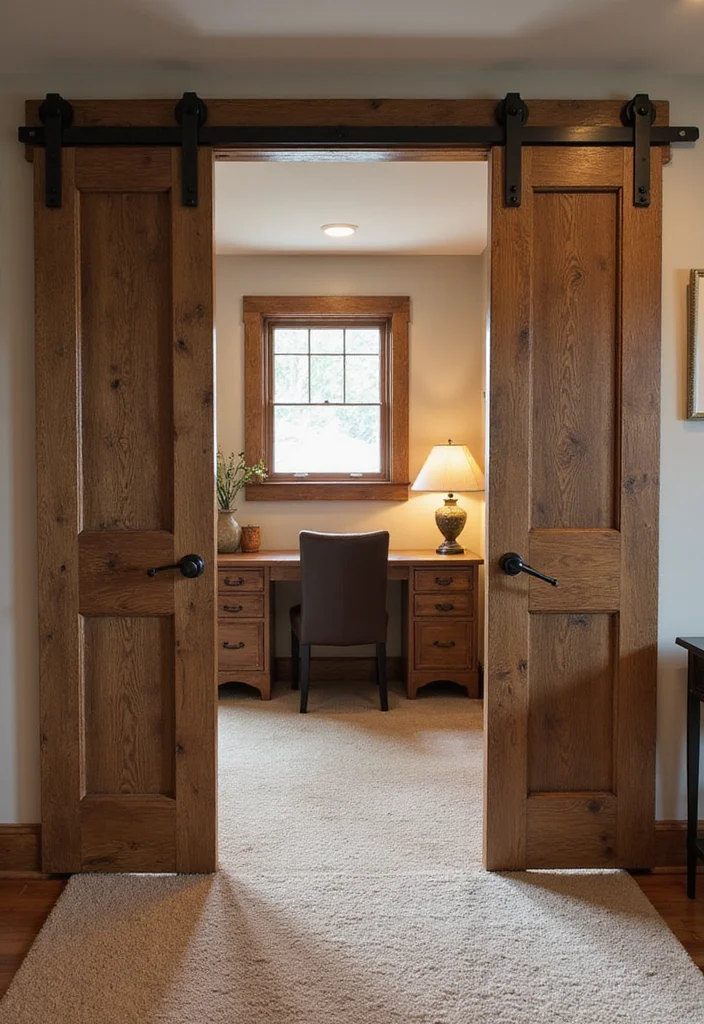 12 Basement Room Divider Ideas for Flexible Multi Use Spaces - 8. Rustic Barn Door Dividers