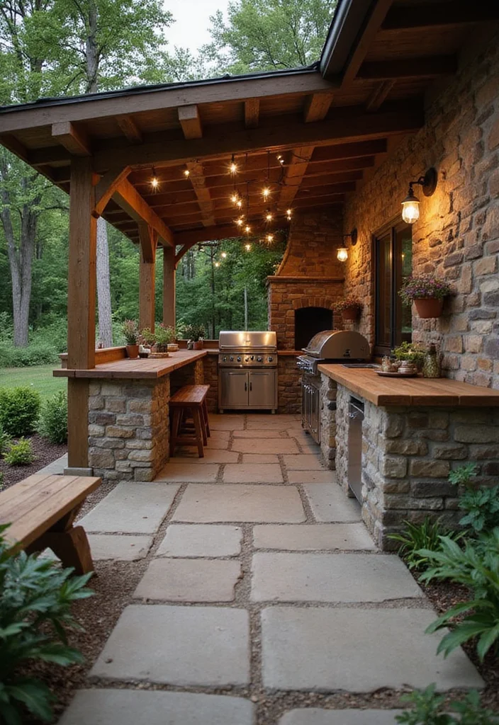 12 Basement Walkout Ideas for Bright Indoor Outdoor Flow - 2. Rustic Outdoor Cooking Space
