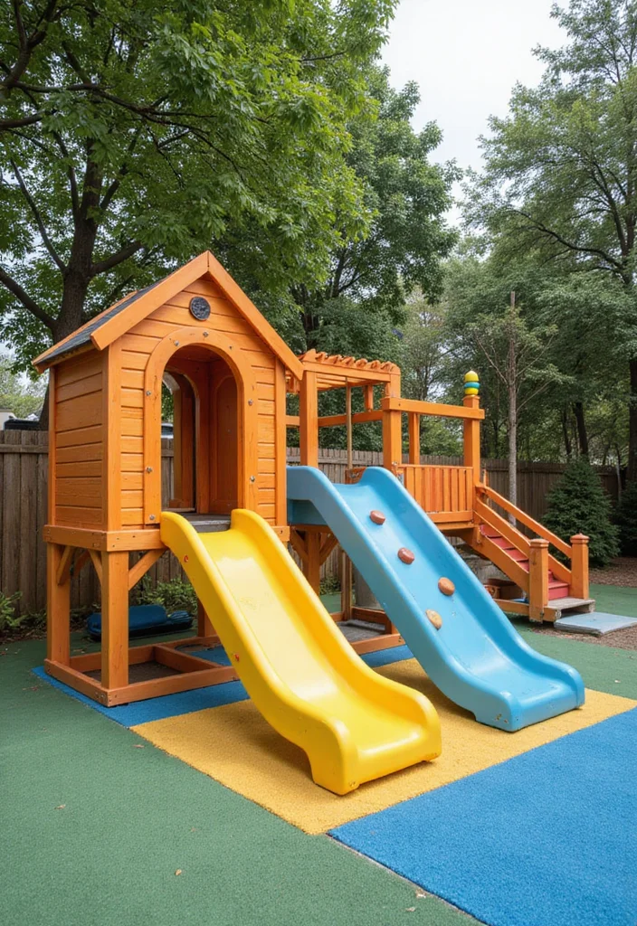 12 Basement Walkout Ideas for Bright Indoor Outdoor Flow - 5. Colorful Outdoor Play Zone