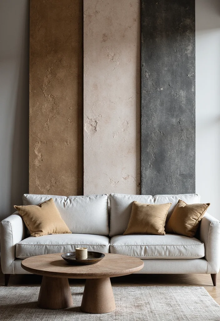 12 Behind Sofa Wall Decor Ideas for Balanced Living Room Layout - 4. Textured Wall Panels