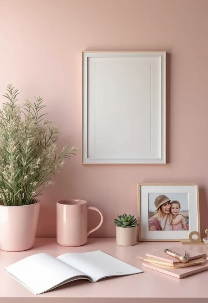 12 Blush Pink Office Ideas for Soft Modern Feminine Decor - 10. Blush Pink Personal Touches
