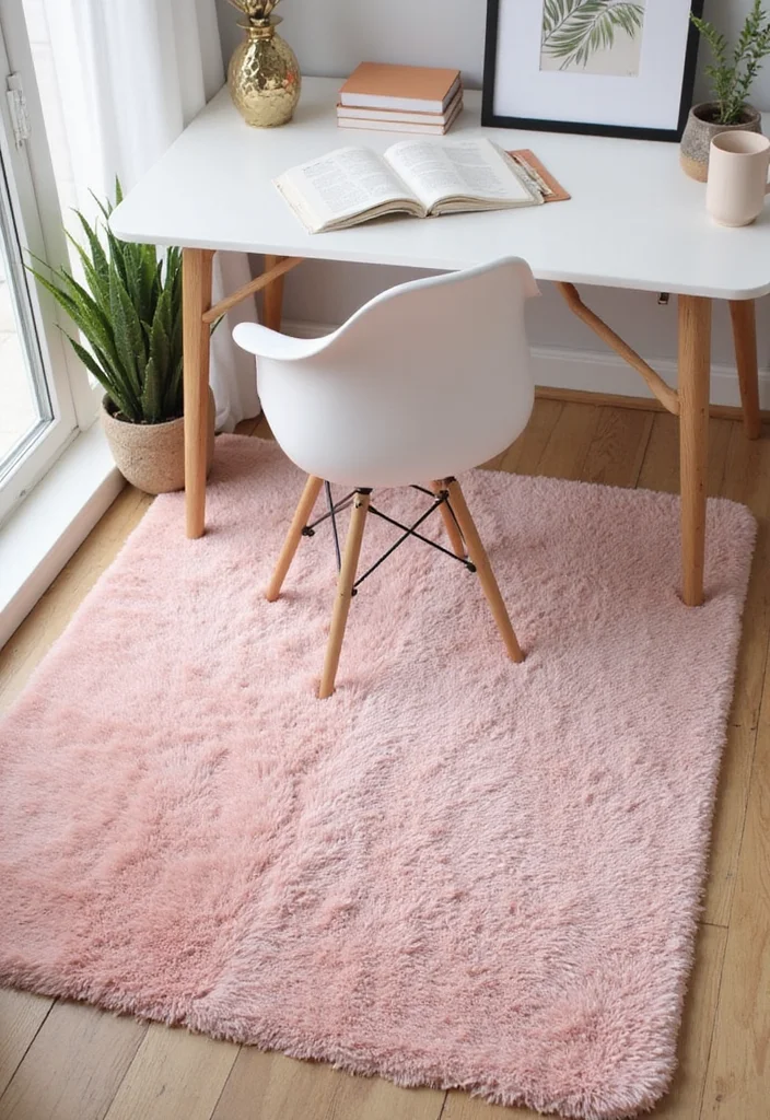 12 Blush Pink Office Ideas for Soft Modern Feminine Decor - 5. Blush Pink Rugs