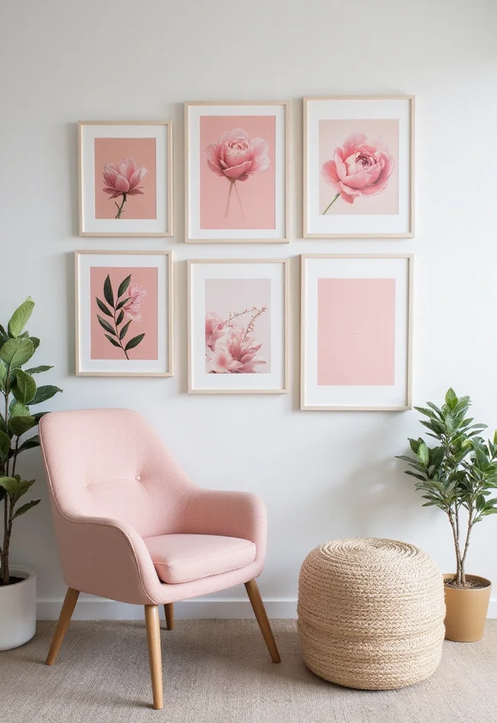 12 Blush Pink Office Ideas for Soft Modern Feminine Decor - 7. Blush Pink Art and Prints