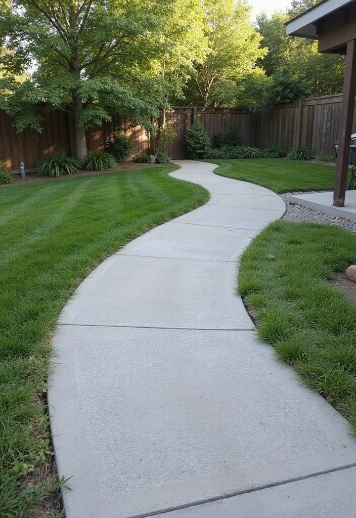 12 Cemented Backyard Ideas for Clean Low Maintenance Design 23 12 Cemented Backyard Ideas for Clean Low Maintenance Design - 3. Textured Concrete Pathways