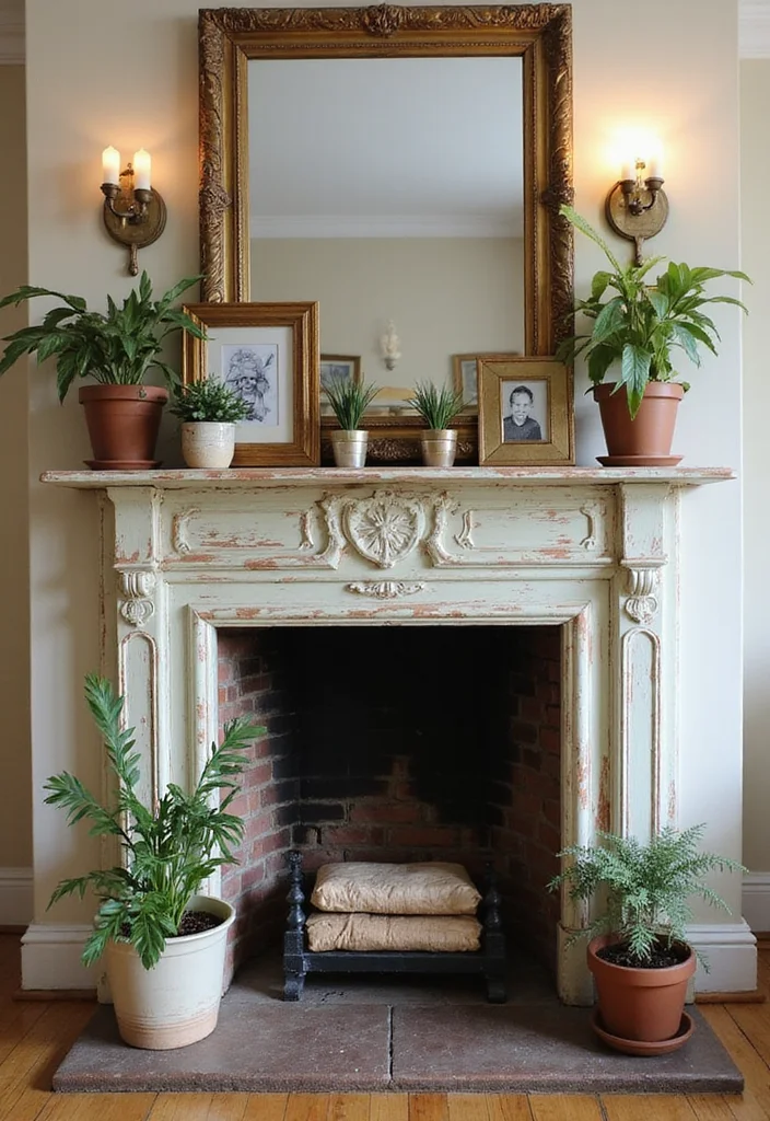 12 Cottage Fireplace Ideas for Charming Cozy Interiors - 1. Vintage Charm with a Classic Mantel