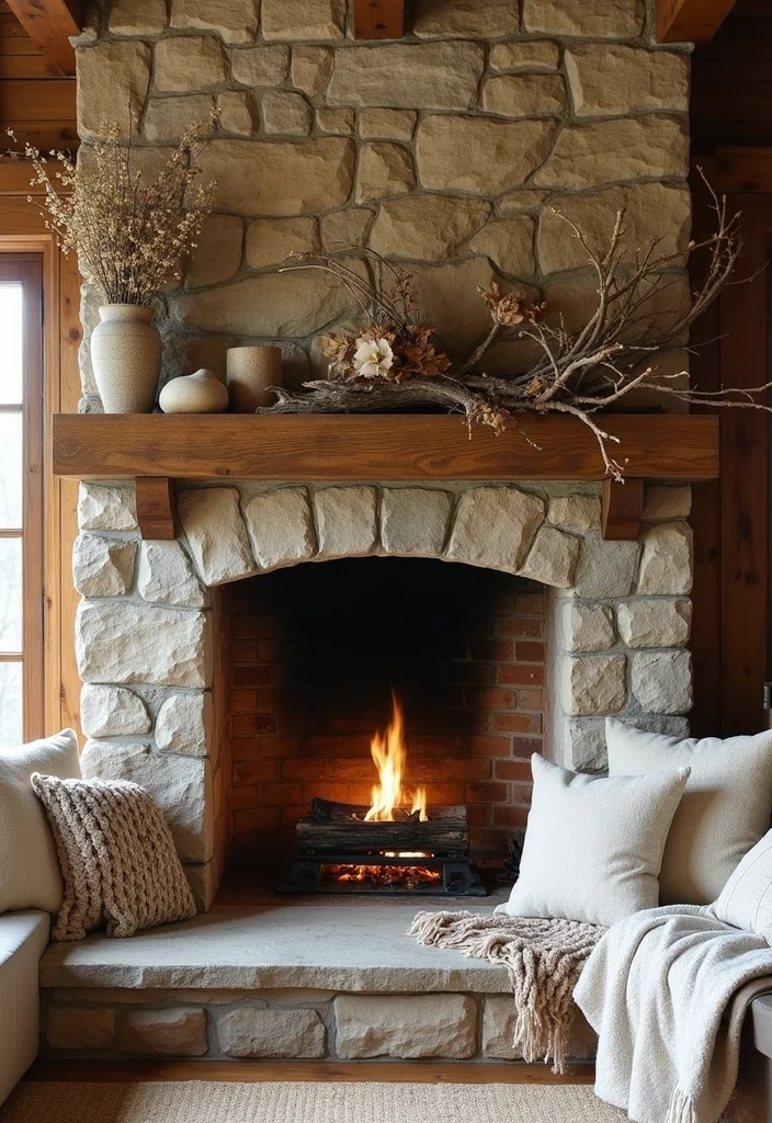 12 Cottage Fireplace Ideas for Charming Cozy Interiors - 4. Rustic Stone Fireplaces