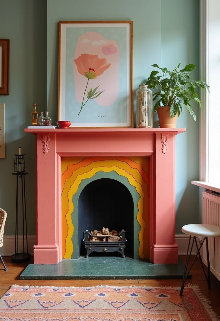 12 Cottage Fireplace Ideas for Charming Cozy Interiors - 7. Colorful Painted Fireplaces
