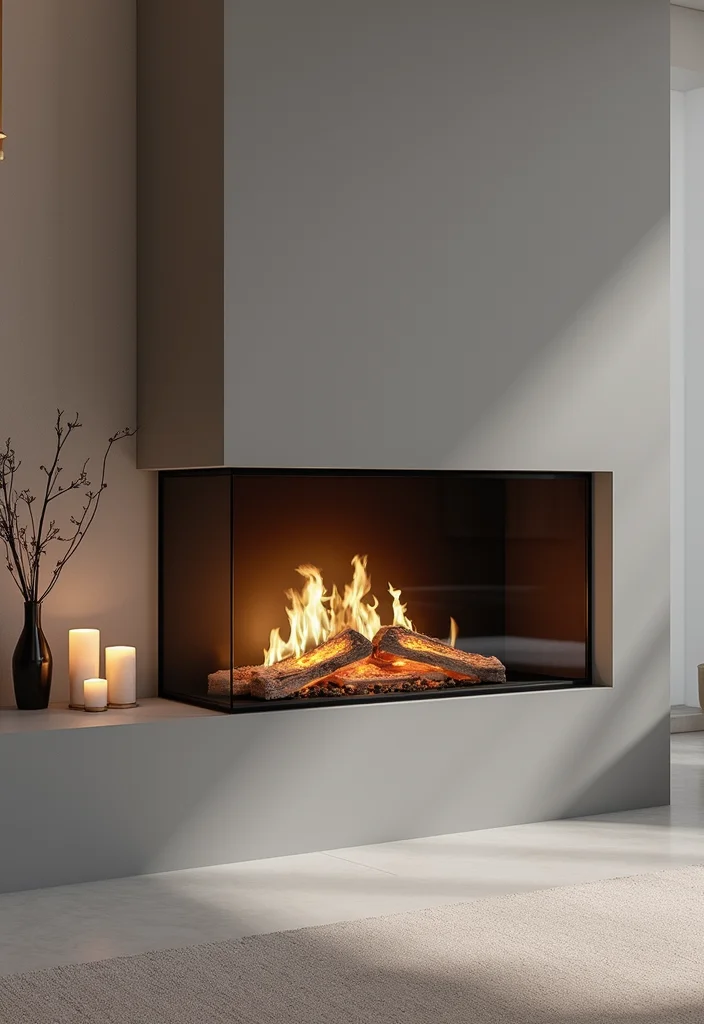 12 Cottage Fireplace Ideas for Charming Cozy Interiors - 8. Glass-fronted Fireplaces