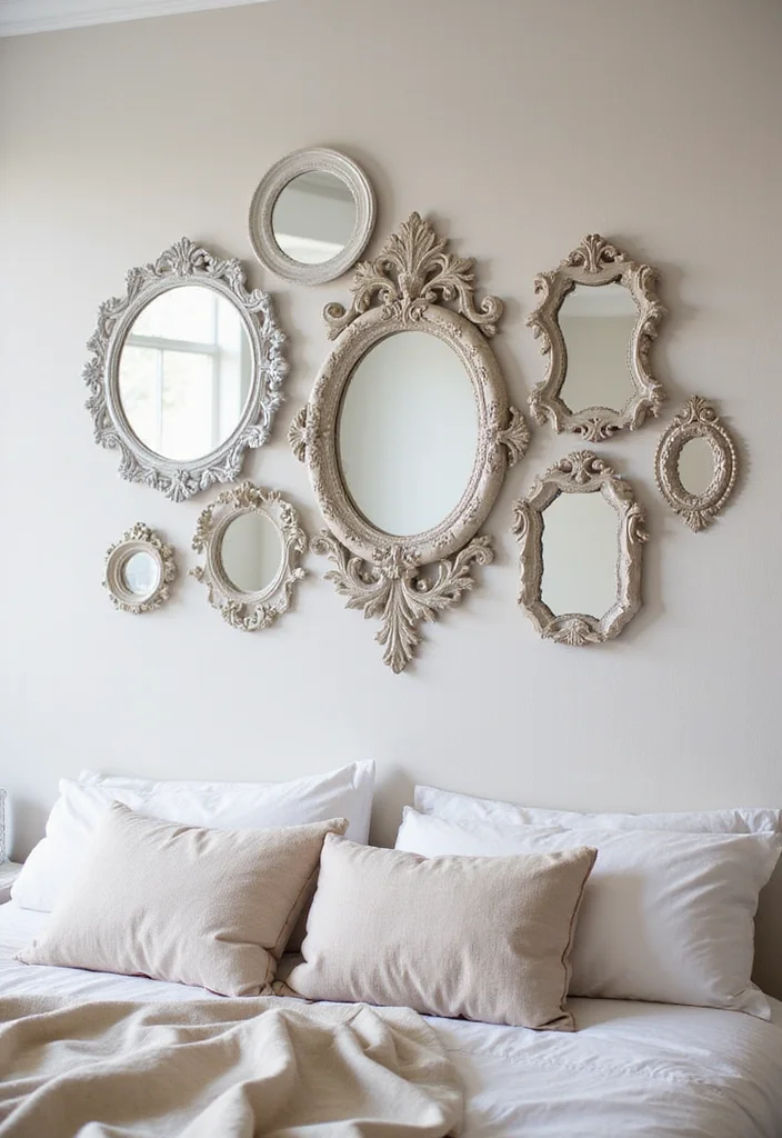 12 Couple Bedroom Wall Decor Ideas for a Romantic Modern Look - 11. Decorative Mirrors for Depth
