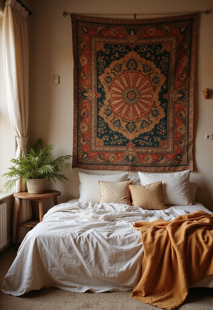 12 Couple Bedroom Wall Decor Ideas for a Romantic Modern Look - 3. Textured Tapestries and Fabrics