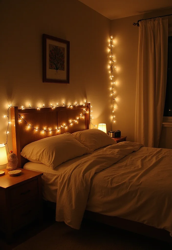 12 Couple Bedroom Wall Decor Ideas for a Romantic Modern Look - 9. String Lights for a Romantic Glow
