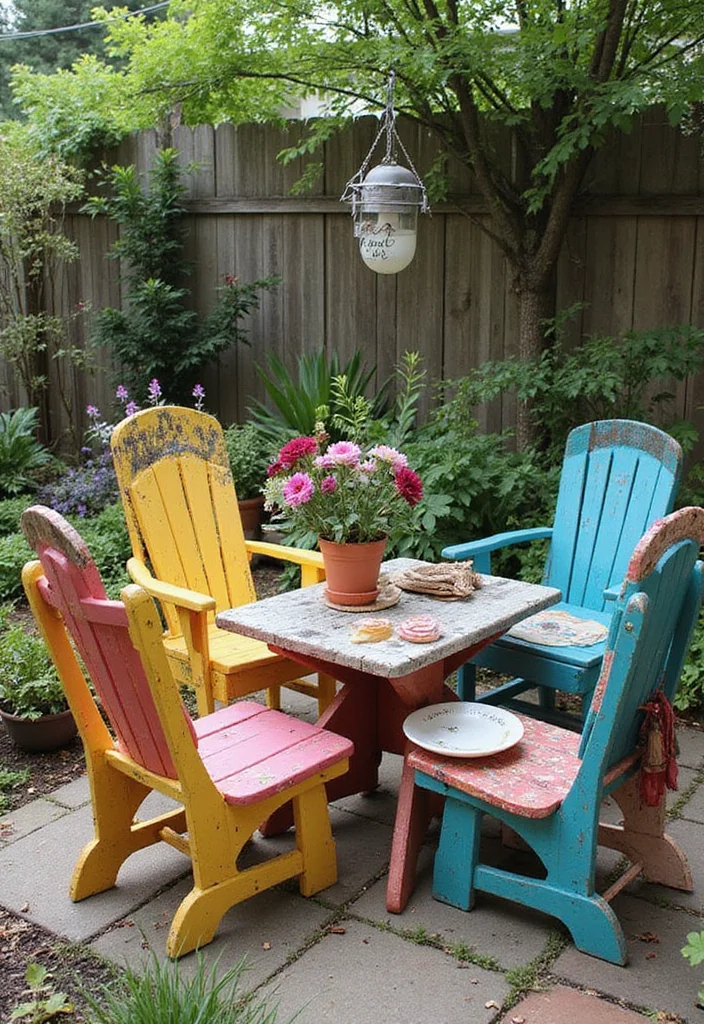 12 DIY Small Backyard Ideas for Budget Friendly Makeovers 3. Upcycled Furniture