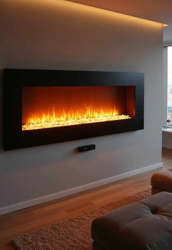 12 Electric Wall Fireplace Ideas for Modern Space Saving Warmth 89 12 Electric Wall Fireplace Ideas for Modern Space Saving Warmth - 9. Integrated Lighting