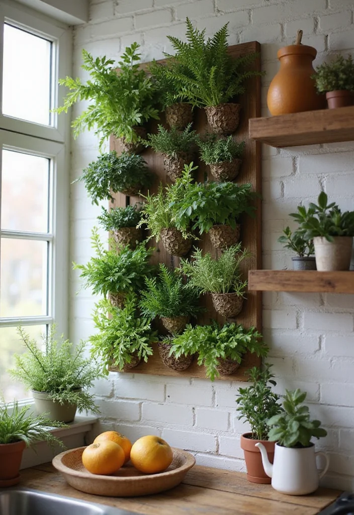 12 Large Wall in Kitchen Decor Ideas for Stylish Big Impact - 7. Plant Wall Installation