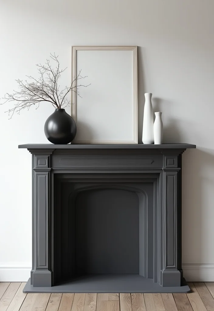 12 Mantel Without Fireplace Ideas for Simple Stylish Displays - 6. Minimalist Monochrome