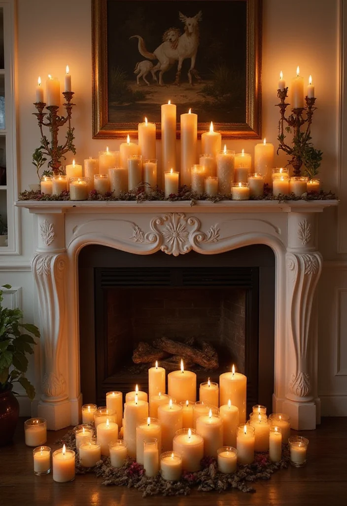12 Mantel Without Fireplace Ideas for Simple Stylish Displays - 9. Candle Collection Display