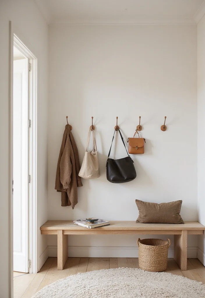 12 Office Entryway Ideas for Organized Welcoming Style - 2. Stylish Hooks for Coats and Bags