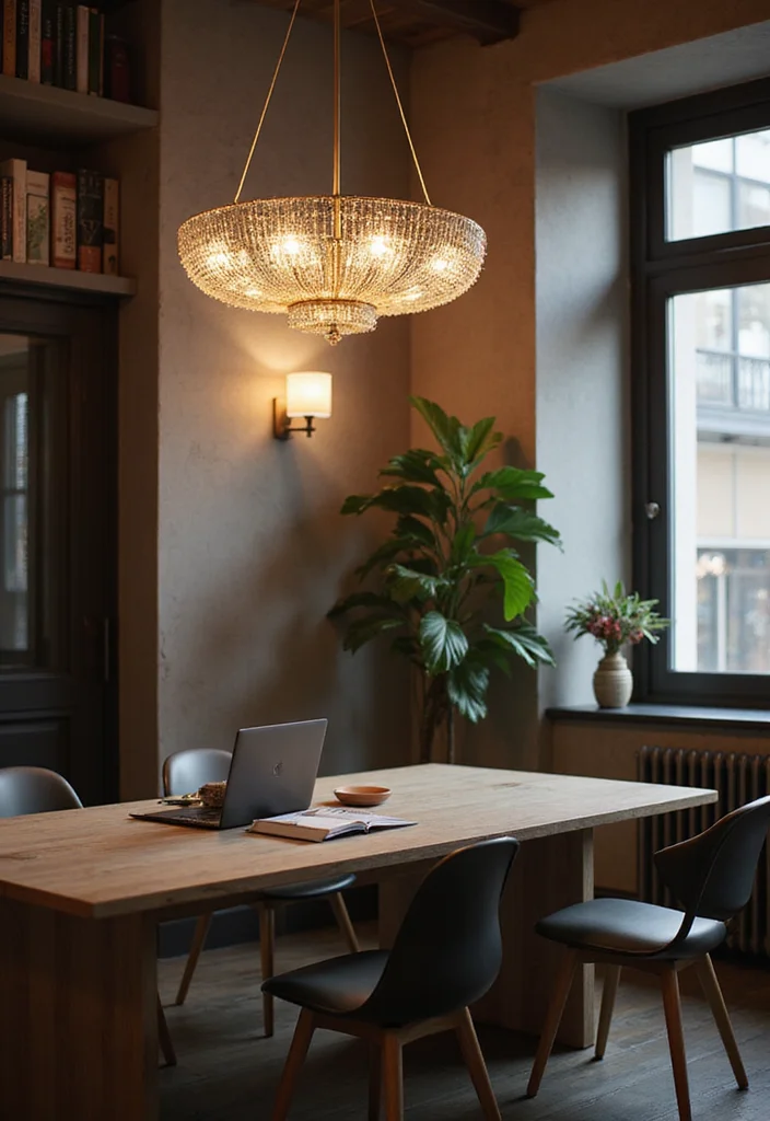 12 Office Lights Ideas for Brighter Motivating Spaces - 9. Chandeliers for a Touch of Elegance