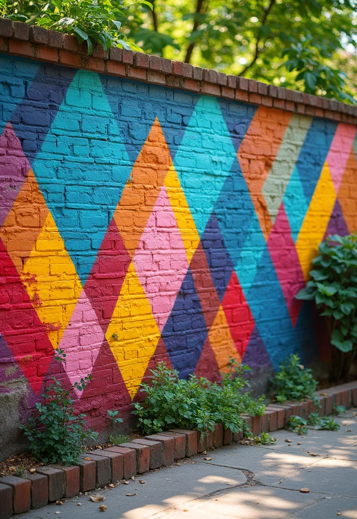12 Outdoor Brick Wall Decor Ideas for Textured Outdoor Style - 4. Decorative Brick Painting