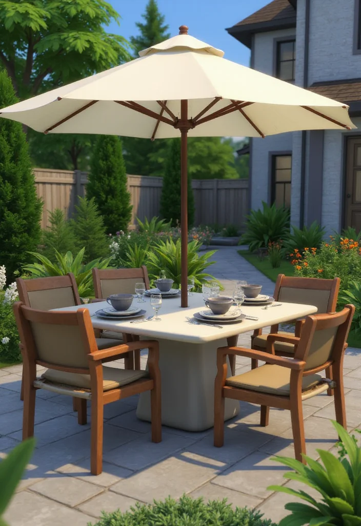 12 Sims 4 Backyard Ideas for Trendy Creative Layouts - 4. Chic Outdoor Dining Spaces