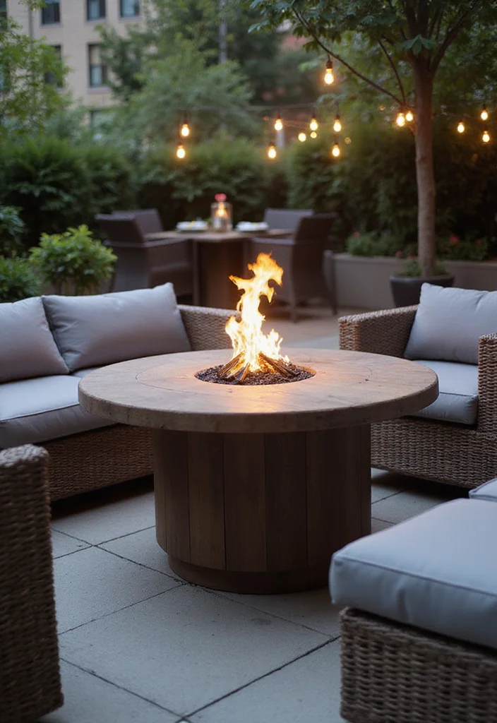 12 Small Outdoor Fireplace Ideas for Cozy Compact Evenings - 6. Fire Table