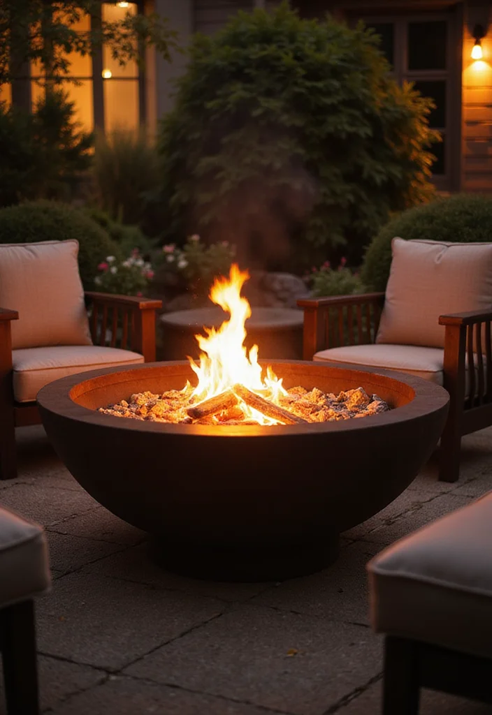 12 Small Outdoor Fireplace Ideas for Cozy Compact Evenings - 8. Fire Pit Bowl with Seating