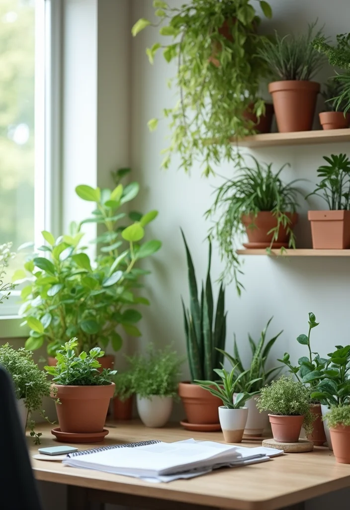 12 Tiny Home Office Ideas for Efficient Small Spaces - 7. Greenery for Inspiration